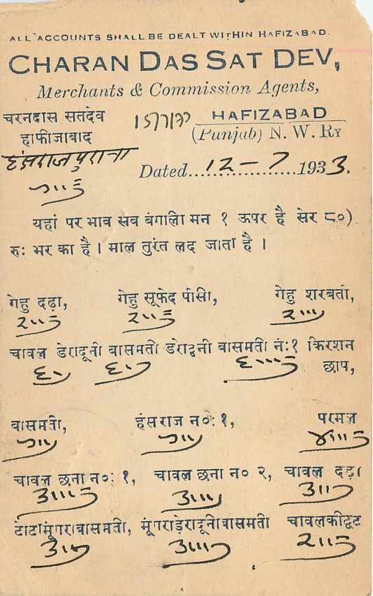 Inde India Cover Card  — Rückseite
