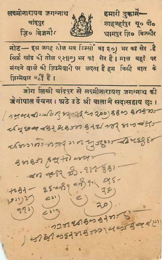 Inde India Cover Card  — Rückseite