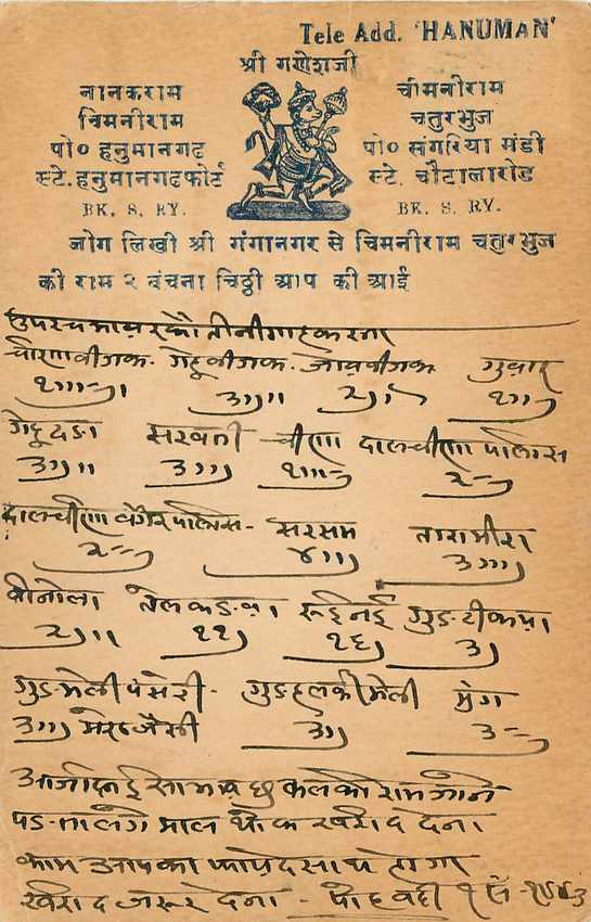 Inde India Cover Card  — Rückseite