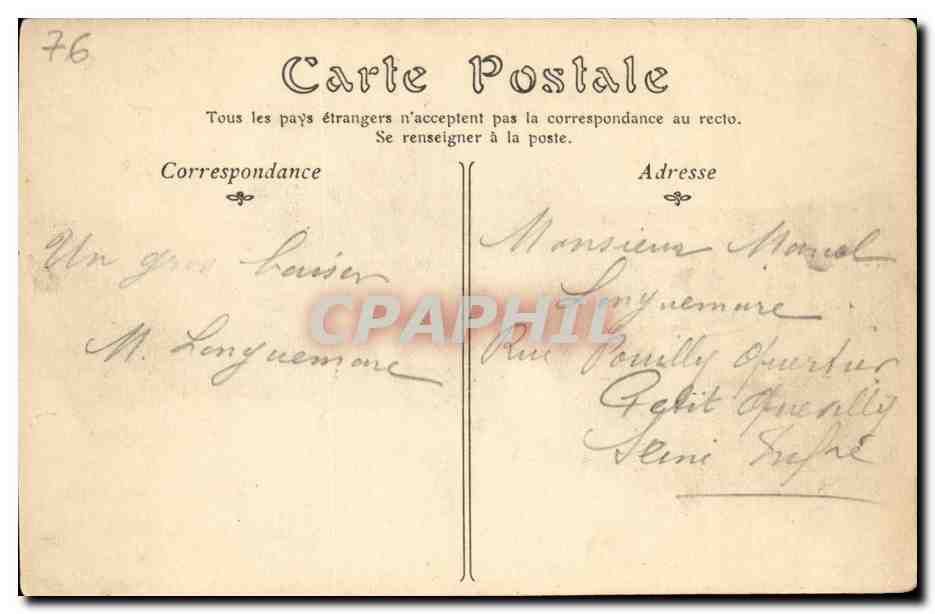 Caudebec en CAux CPA Vue sur la Seine — Rückseite