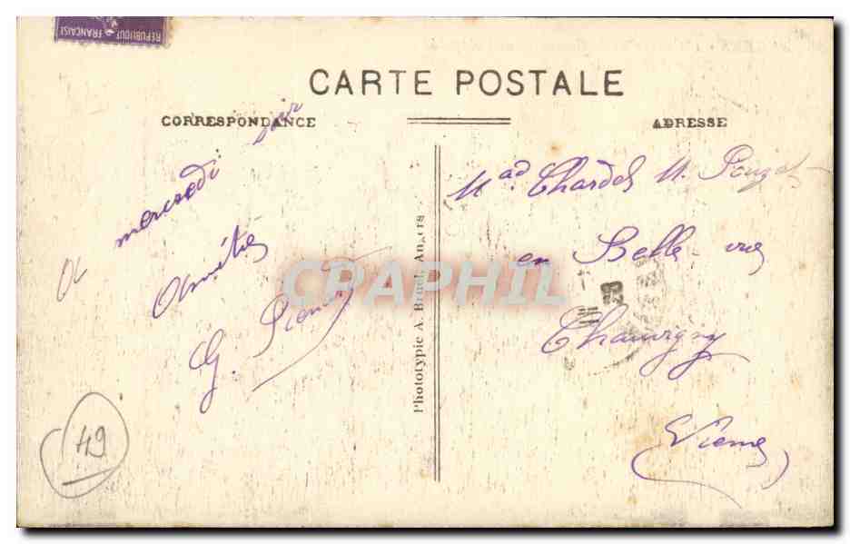 Angers CPA L'entree de la chapelle de l'hopital et la cour d'honneur — Rückseite