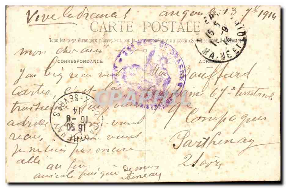 Angers CPA Place Sainte Croix et Maison d'Adam — Rückseite