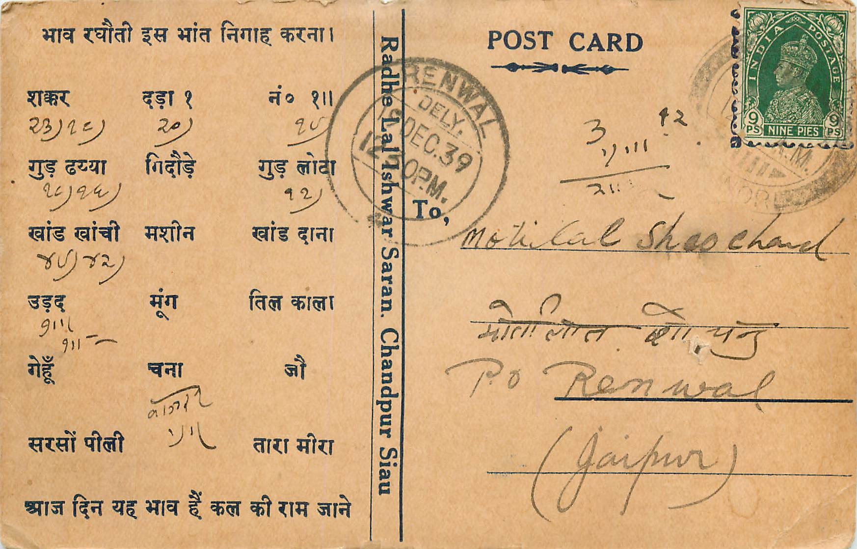 Inde India Cover Card 