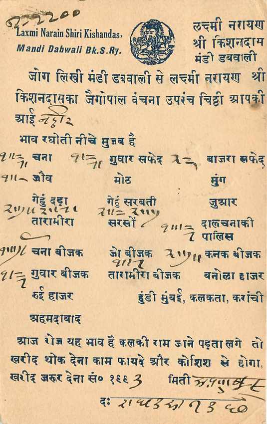 Inde India Cover Card  — Verso
