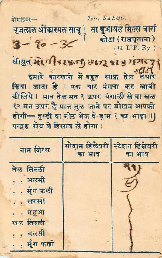 Inde India Cover Card  — Rückseite