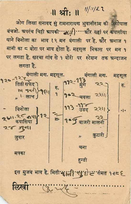Inde India Cover Card  — Verso