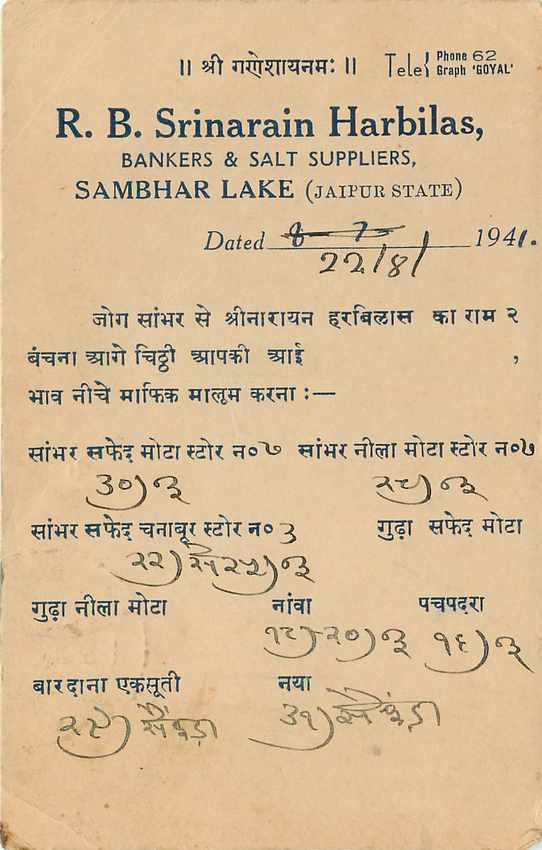 Inde India Cover Card  — Rückseite
