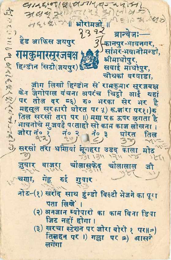 Inde India Cover Card  — Verso