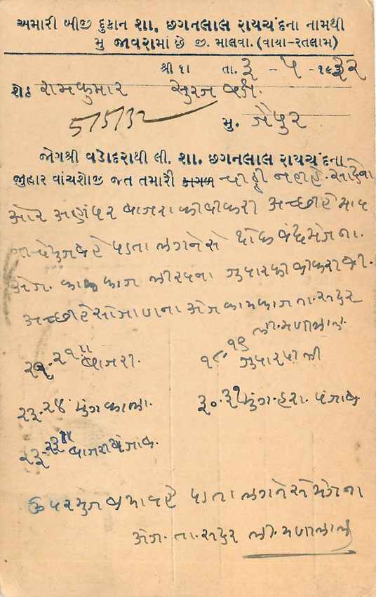Inde India Cover Card  — Rückseite