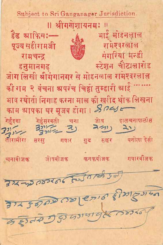 Inde India Cover Card  — Rückseite