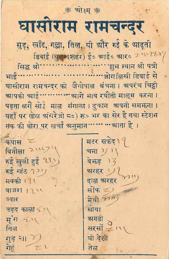 Inde India Cover Card  — Rückseite