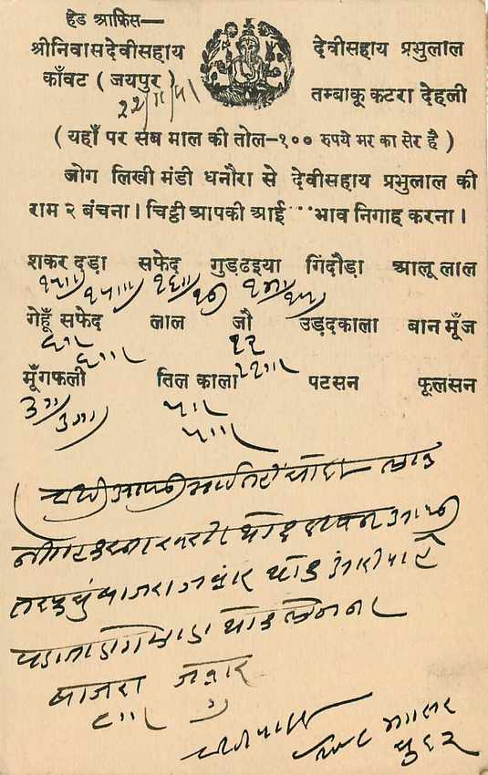 Inde India Cover Card  — Rückseite