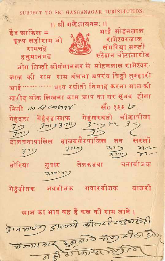 Inde India Cover Card  — Rückseite