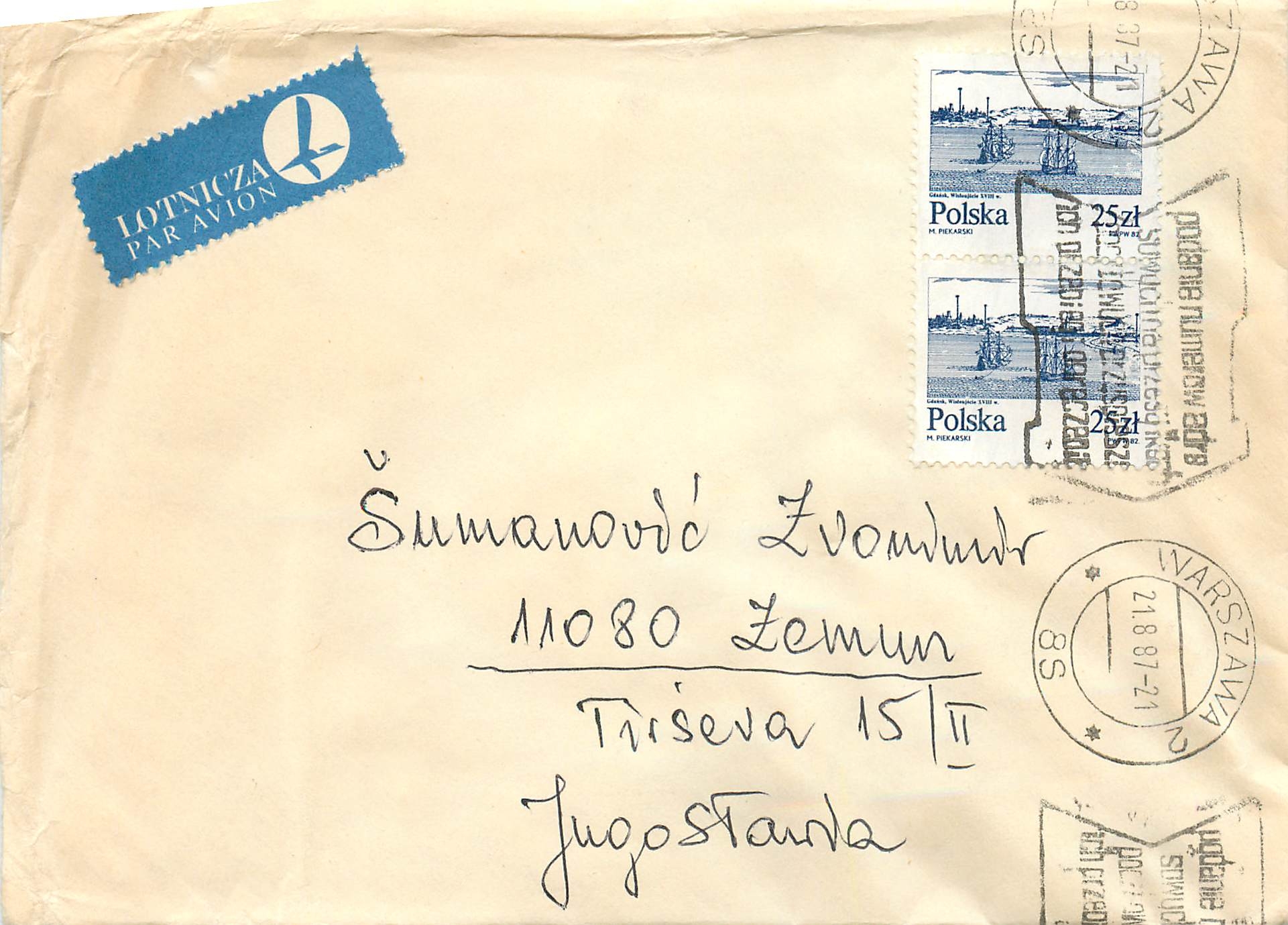 Lettre Cover Pologne Polska Bateaux