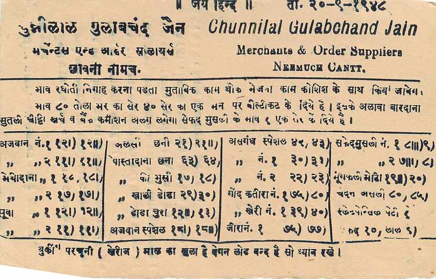 Inde India Cover Card  — Rückseite
