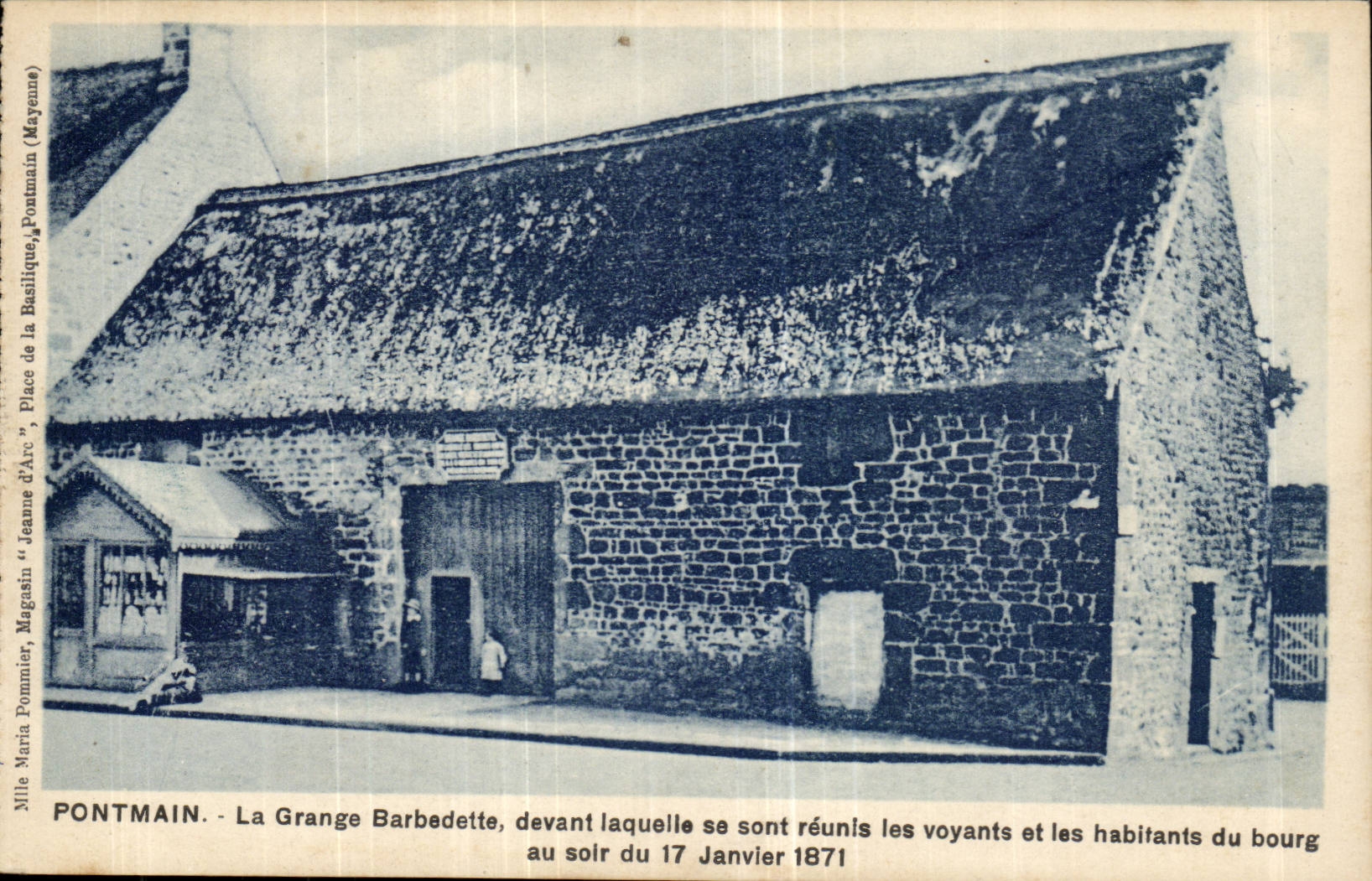 Pontmain CPA Grange Barbedette devant laquelle se sont reunis les voyants et les habitants du bourg au soir du 17 janvie