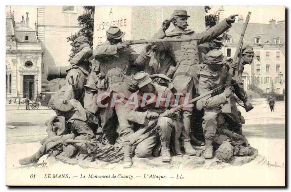 Le Mans CPA Le monument de Chanzy L'attaque (soldats militaria)