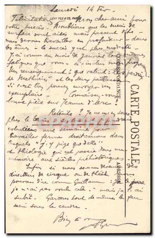 Saumur CPA Le chateau fort — Rückseite