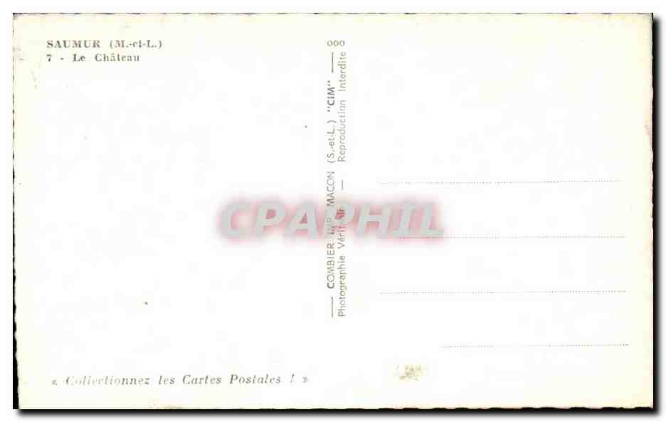 Saumur CPA Le chateau fort — Rückseite