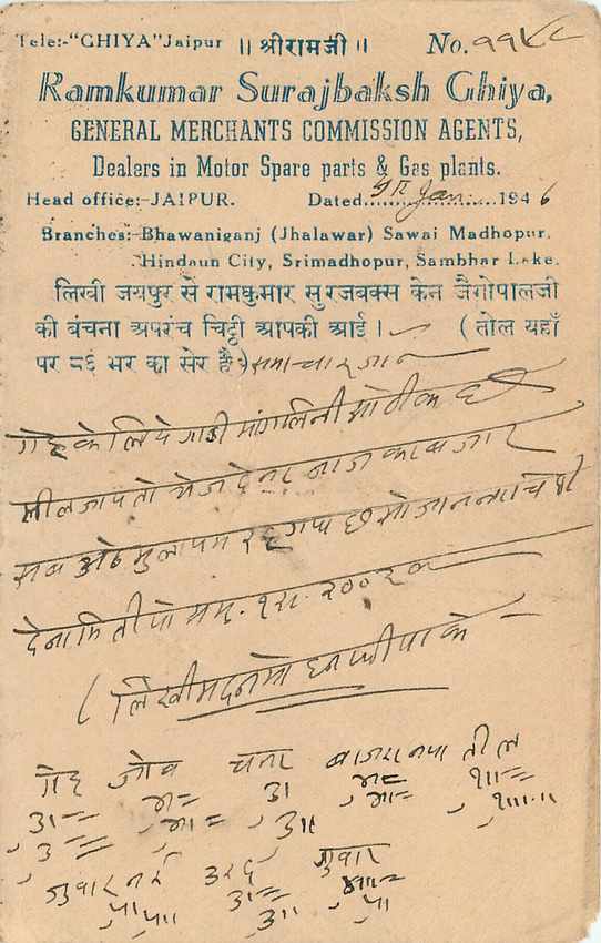Inde India Jaipur Cover Card  — Rückseite