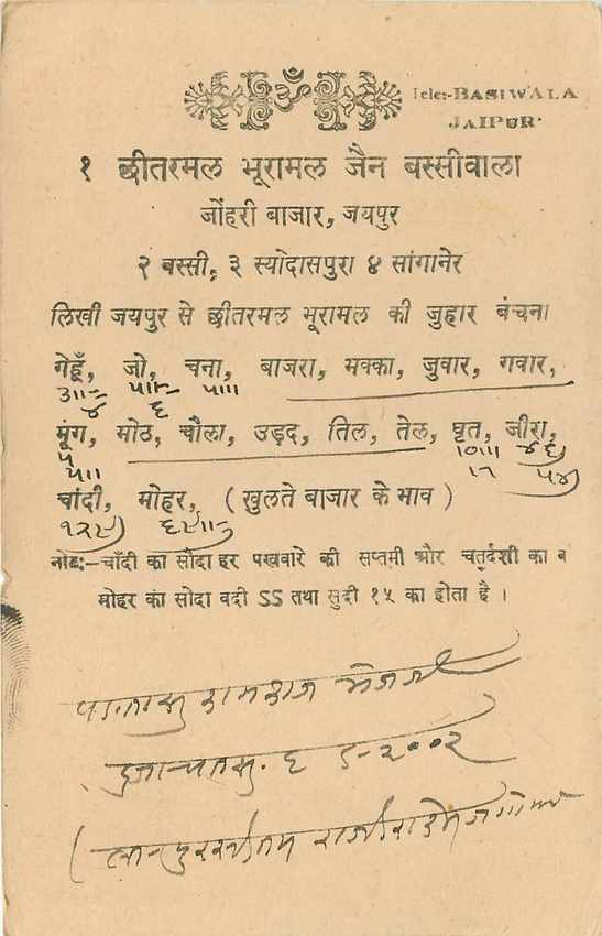 Inde India Jaipur Cover Card  — Rückseite