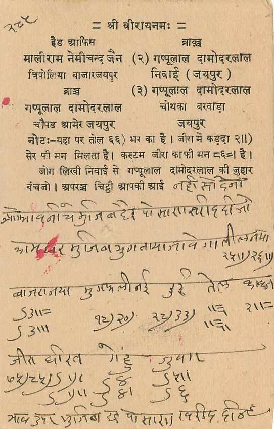 Inde India Jaipur Cover Card  — Rückseite