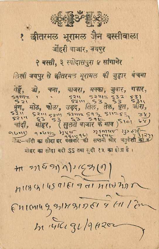 Inde India Jaipur Cover Card  — Rückseite