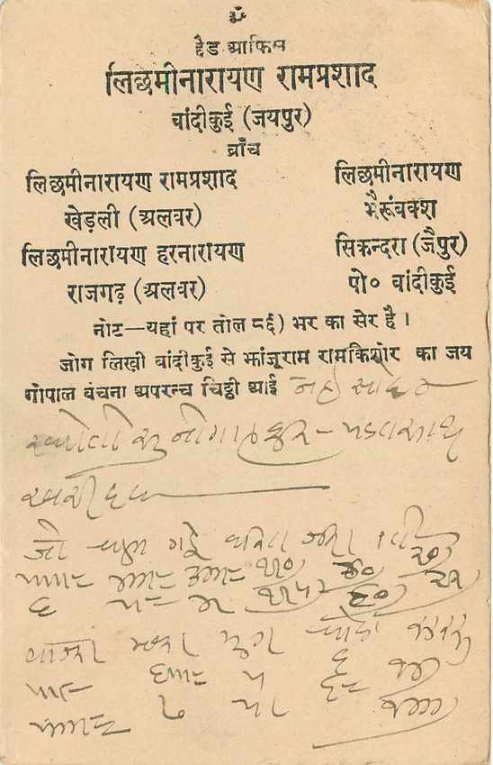 Inde India Jaipur Cover Card  — Rückseite