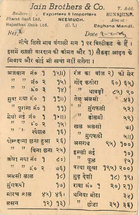 Inde India Cover Card  — Rückseite