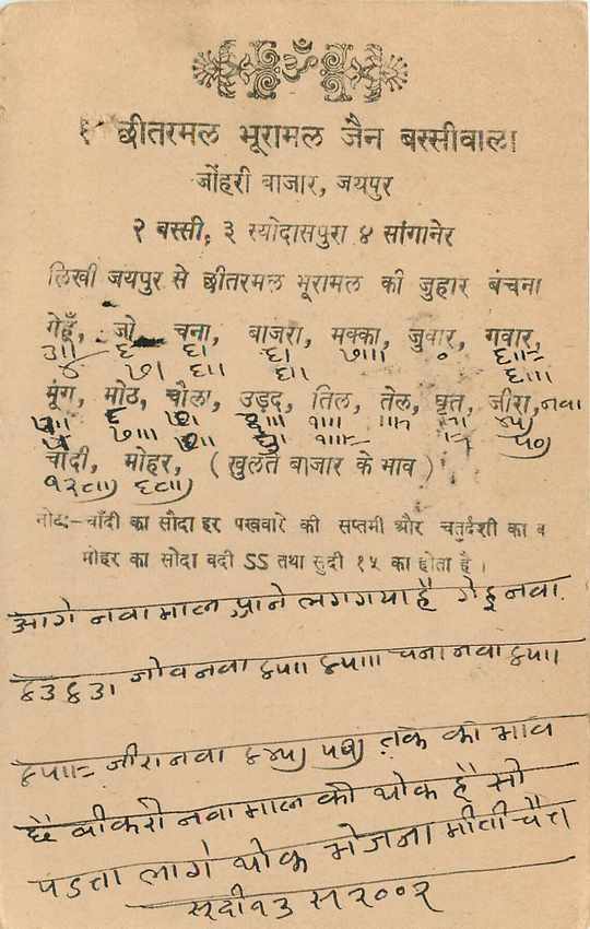 Inde India Jaipur Cover Card  — Rückseite