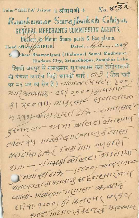 Inde India Jaipur Cover Card  — Rückseite