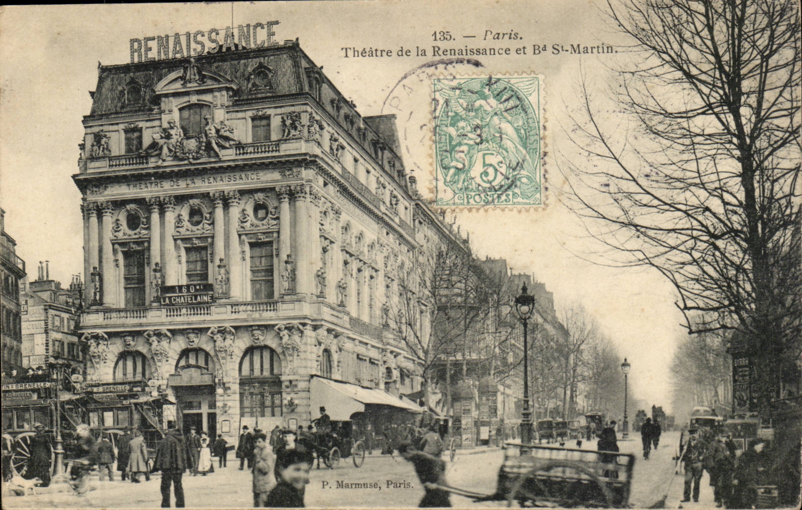 Paris- Theatre de la Renaissance et Bd St-Martin -CPA
