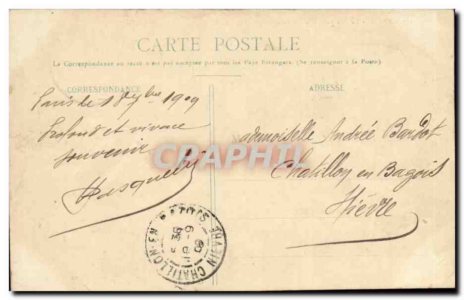 Paris- La Rue Lafayette- Square Montholon -CPA — Verso