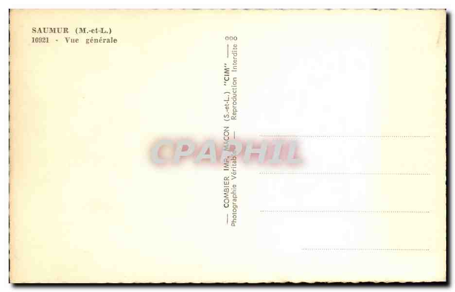 Saumur- Vue Generale-CPA — Rückseite