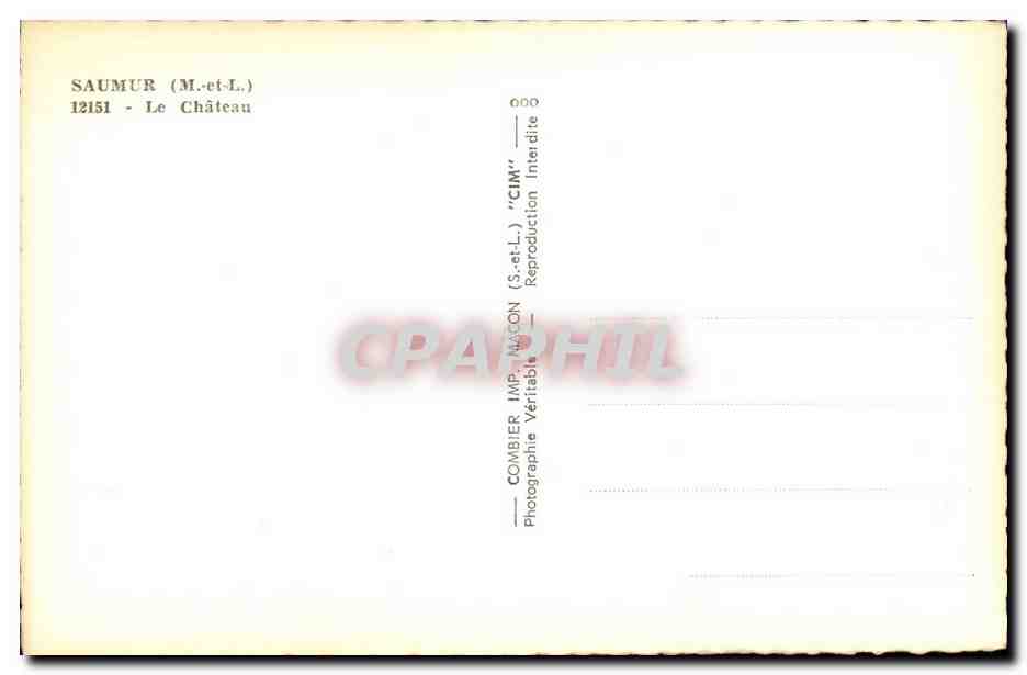 Saumur- Le Chateau -CPA — Rückseite