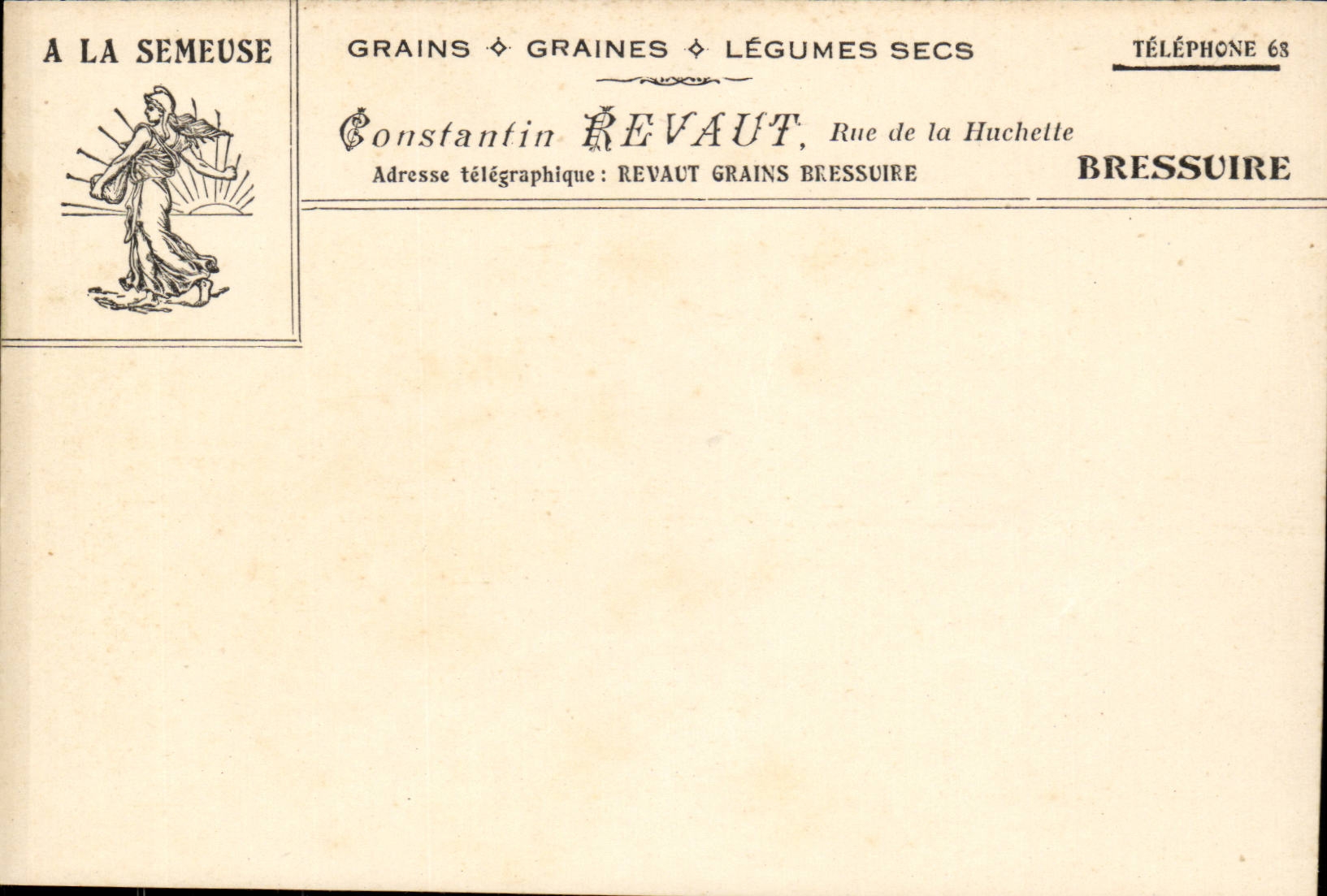 A la Semeuse- Grains Graines Legumes Sec- Constantin Revaut Rue de La Hachette- CPA