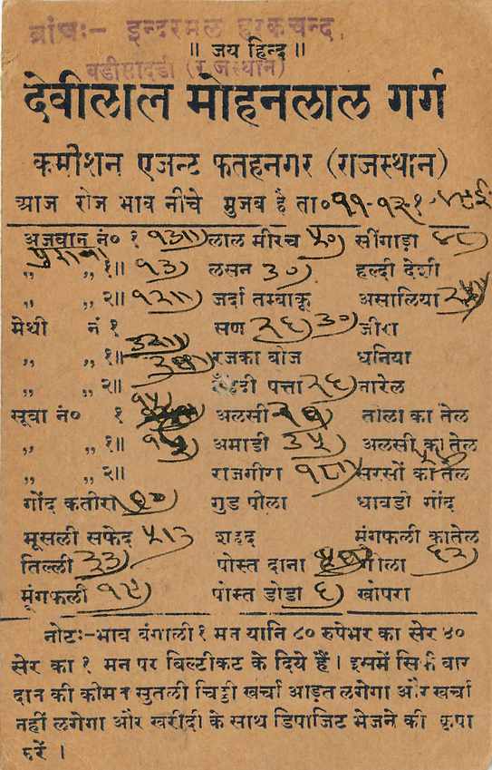 Inde India Cover Card  — Rückseite