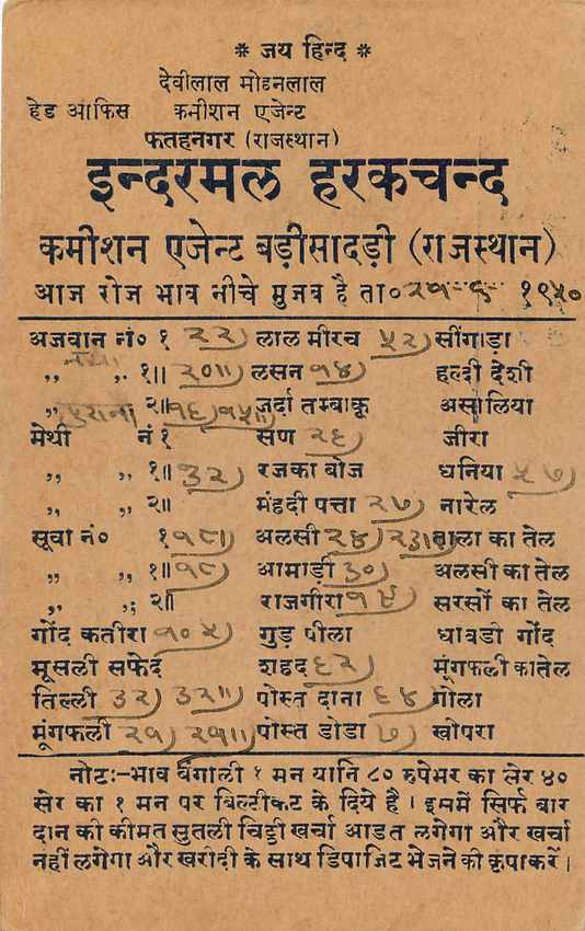 Inde India Cover Card  — Rückseite