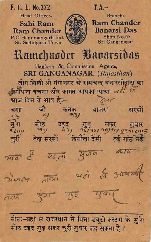 Inde India Cover Card  Postal Stationary — Rückseite