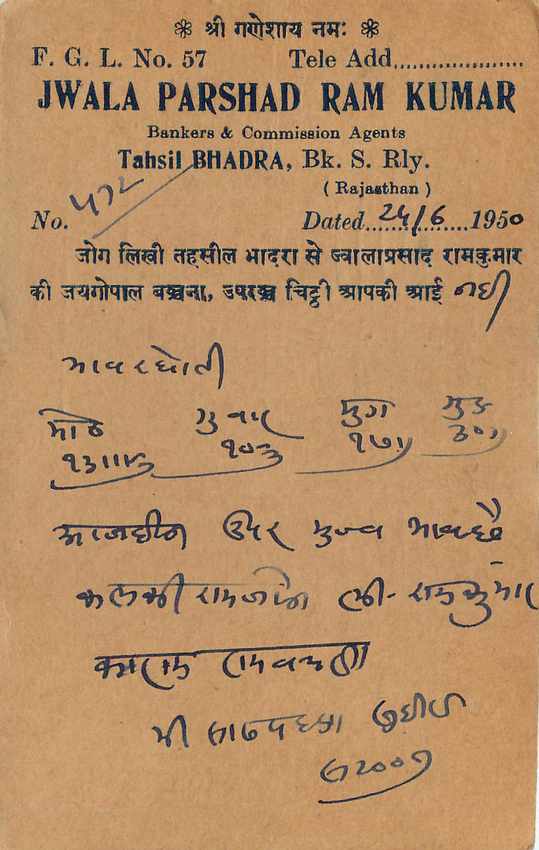 Inde India Cover Card  Postal Stationary — Rückseite