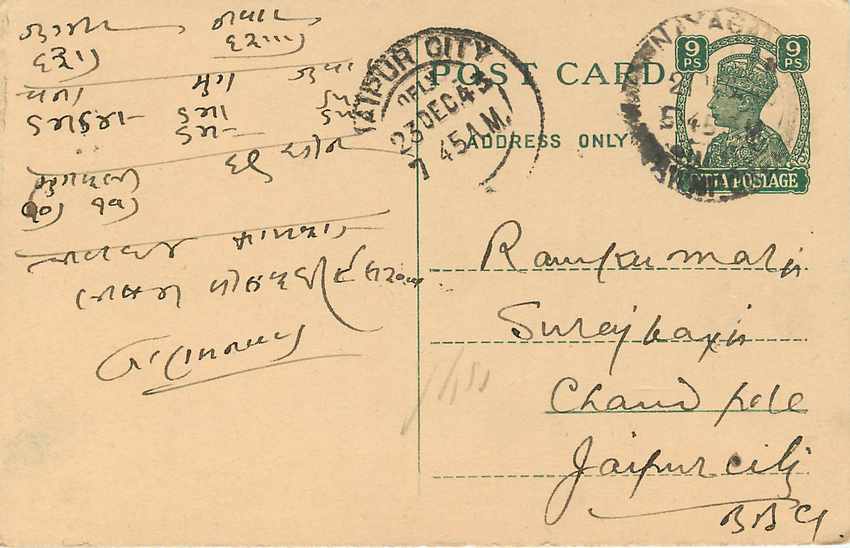 Inde India Cover Card  Postal Stationary — Rückseite