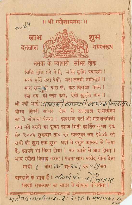 Inde India Cover Card  Postal Stationary Jaipur — Rückseite