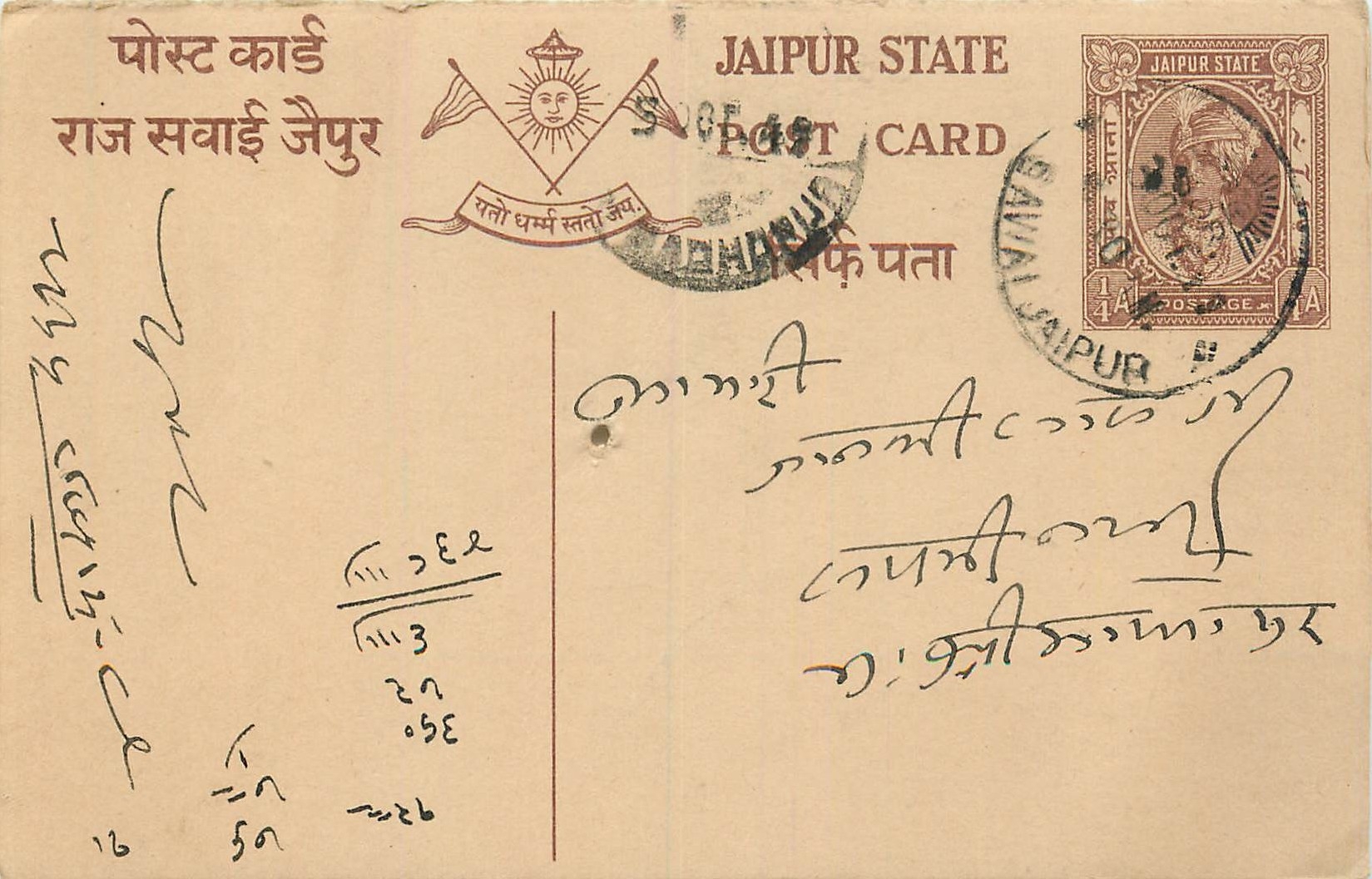 Inde India Cover Card  Postal Stationary Jaipur