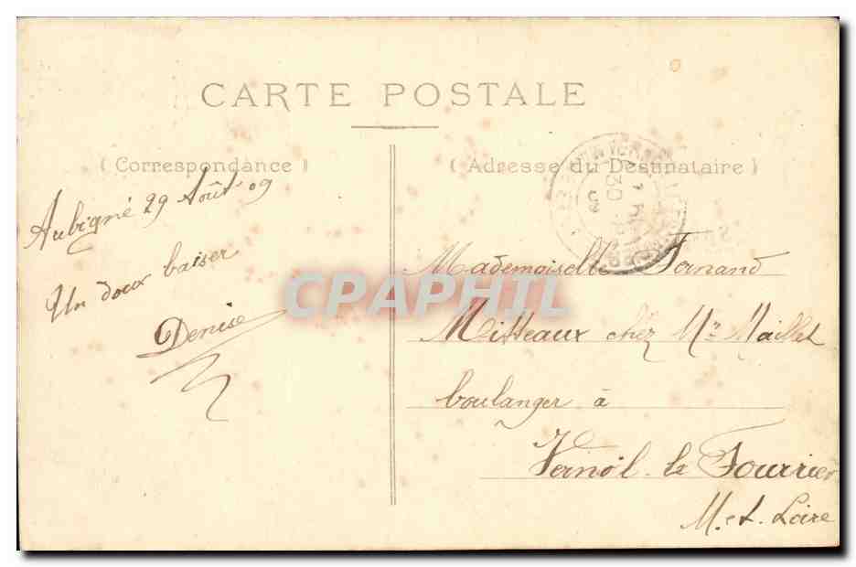 Aubigne- Avenue de la Gare-CPA — Rückseite