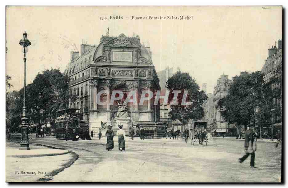 Paris- Place et Fontaine Saint-Michel -CPA