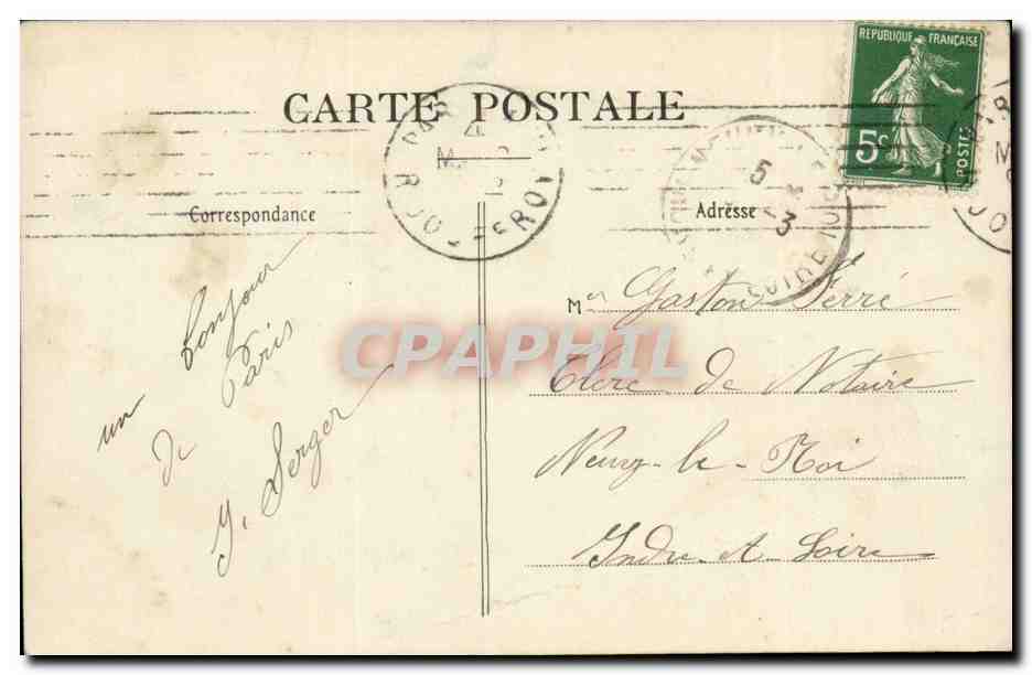 Paris- Place et Fontaine Saint-Michel -CPA — Rückseite