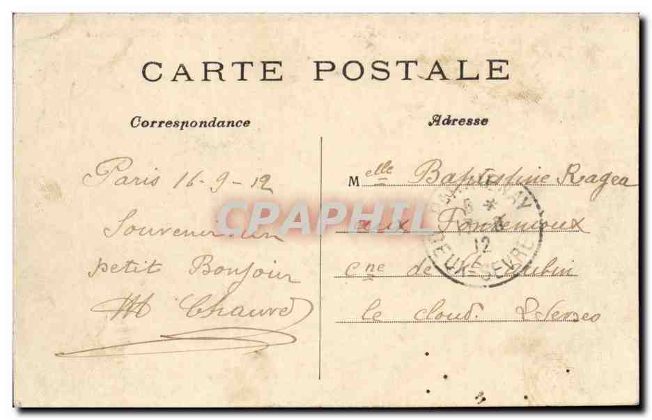 Paris- Place de la Republique et l'Hotel Moderne -CPA — Rückseite