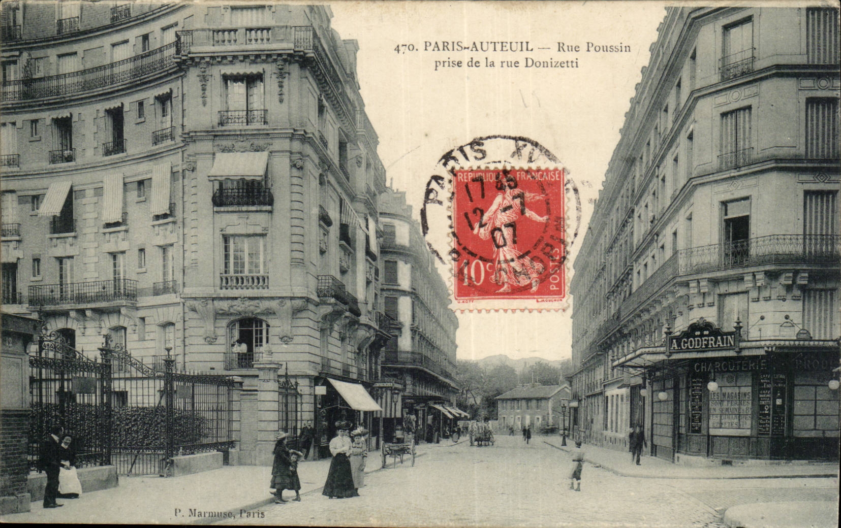 Paris-Paris-Auteil -Rue Poussin prise de la rue Donazetti -CPA