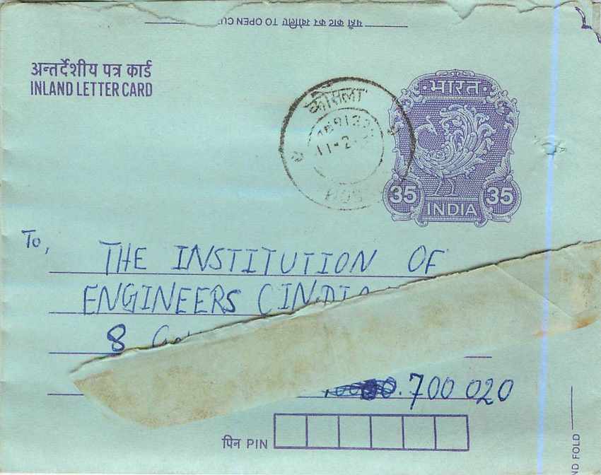 Cover Aerogramme Lettre Aerogramme Inde