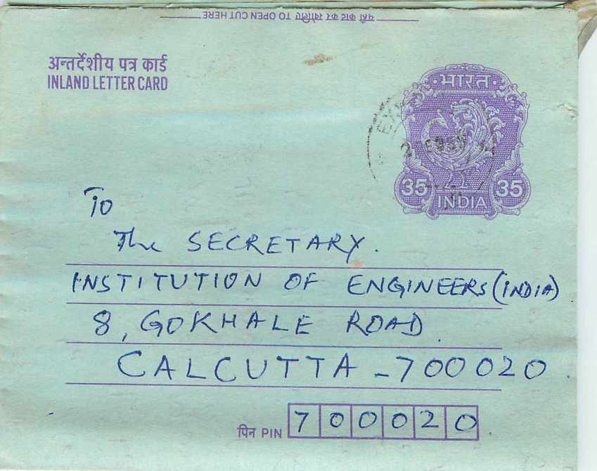 Cover Aerogramme Lettre Aerogramme Inde
